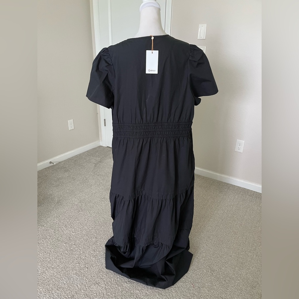 NWT Quince 100% Organic Cotton Dark Navy Tiered Maxi Dress Size 2X - Picture 7 of 12